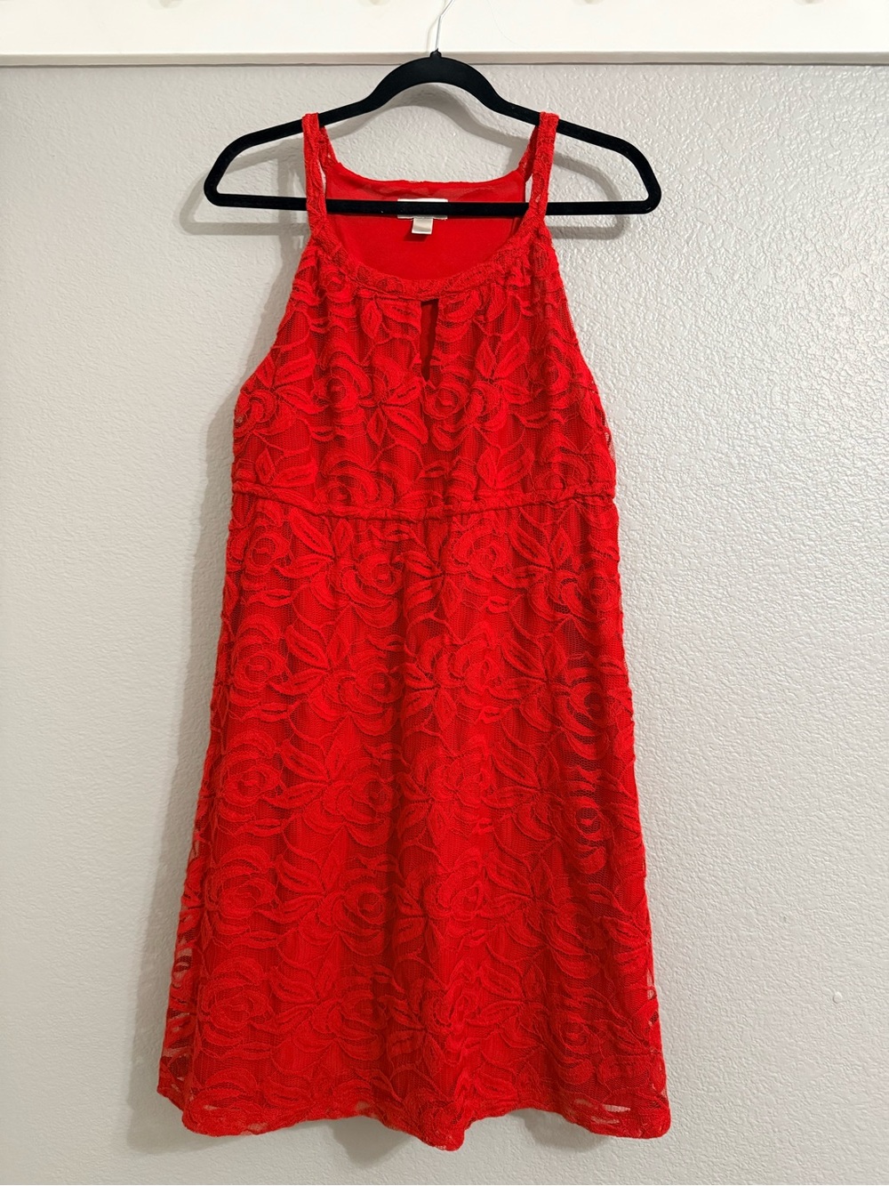 LOFT Red Lace Halter Dress